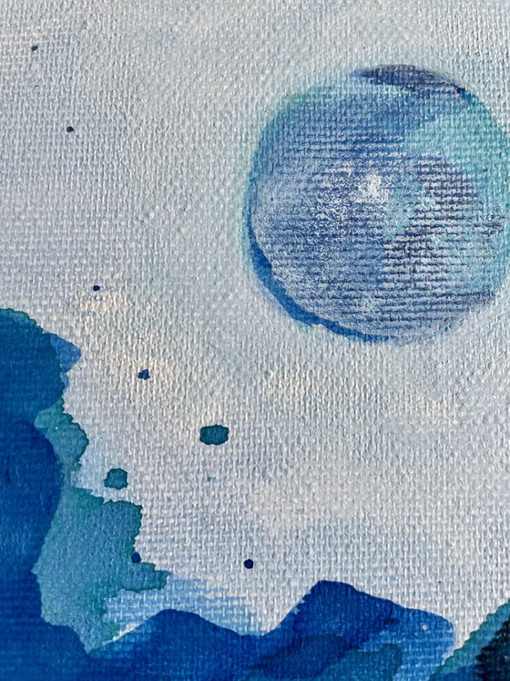 Blue Moon I Abstract
