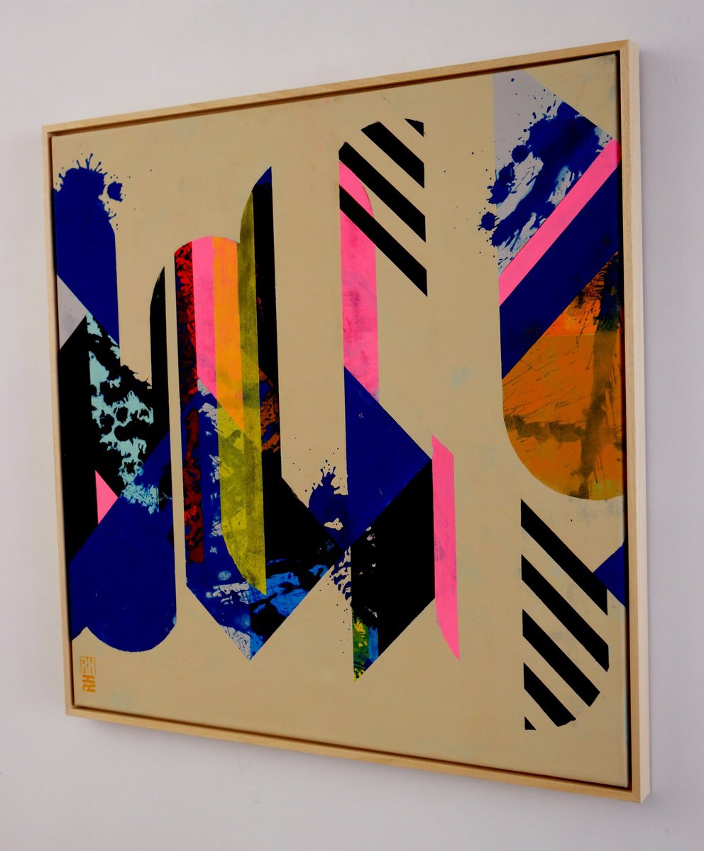 Abstract Acrylic Painting By Ronald Hunter, 33 X 33", Icon #25, Original Artwork