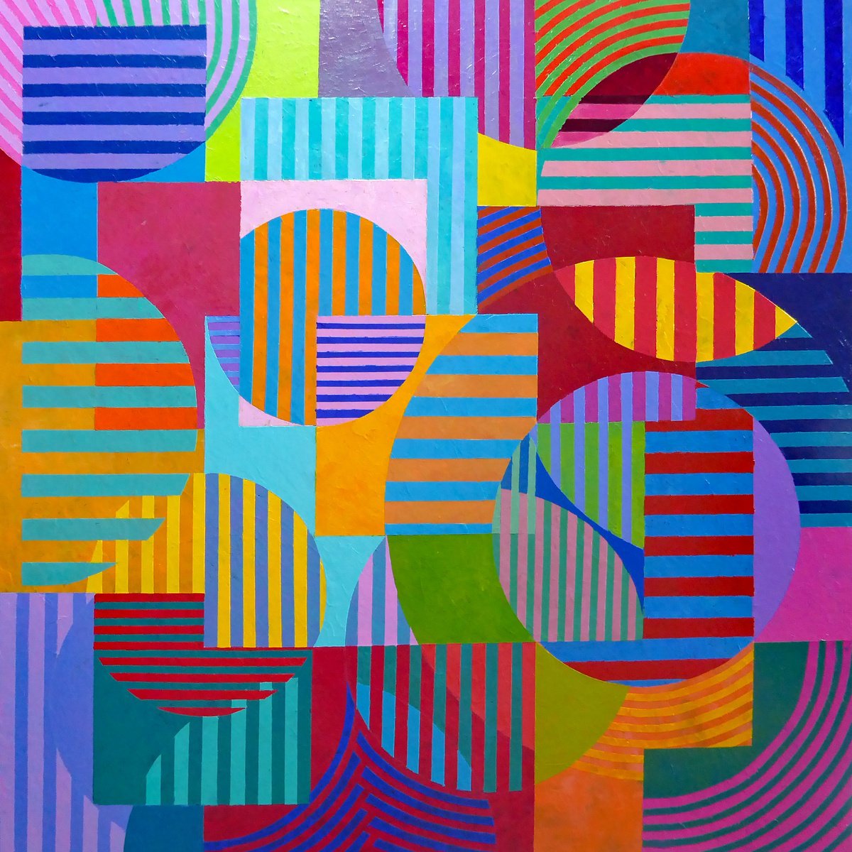 Geometric Abstract Acrylic Painting By Stephen Conroy, 31 X 31", Composition: Positive/Negative, Original Artwork
