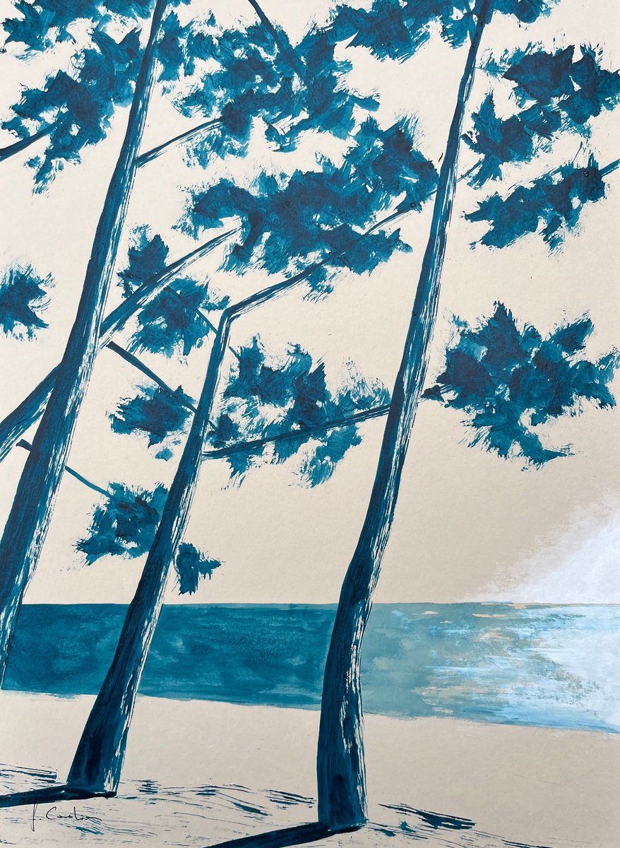 Landscape Painting By Cadiou Frederic, 13 X 17, Cap Coz, Original Artwork