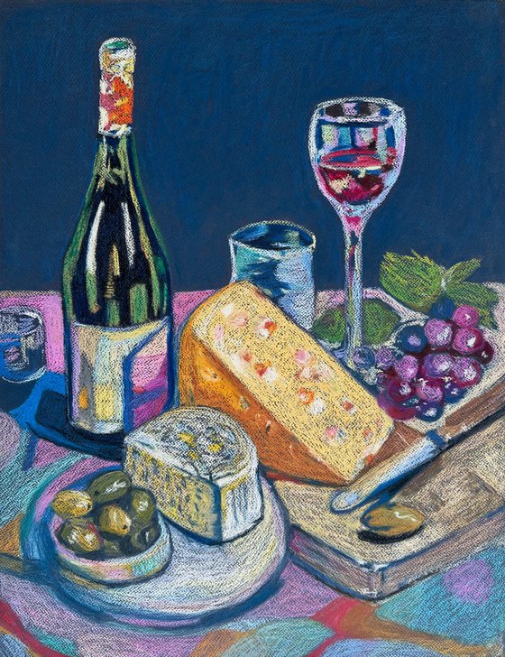 Wine and Cheese Still Life