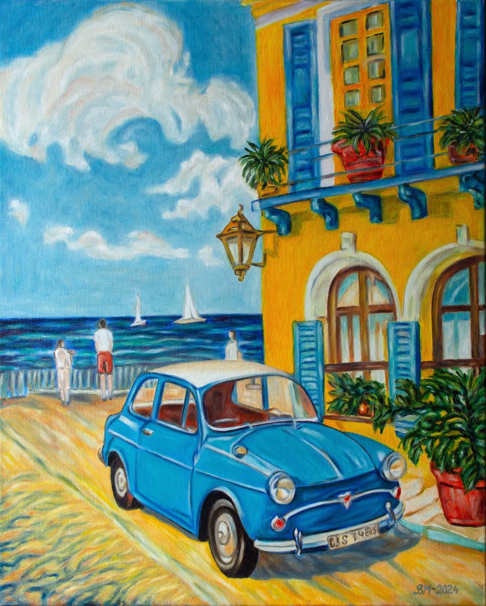 Impressionistic Landscape Oil Painting By Vera Melnyk, 16 X 20", Near The Sea, Original Artwork