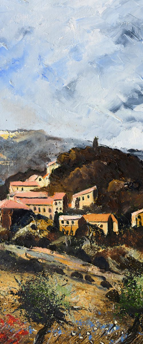 Village and olivetrees  in Provence - Suzette by Pol Henry Ledent