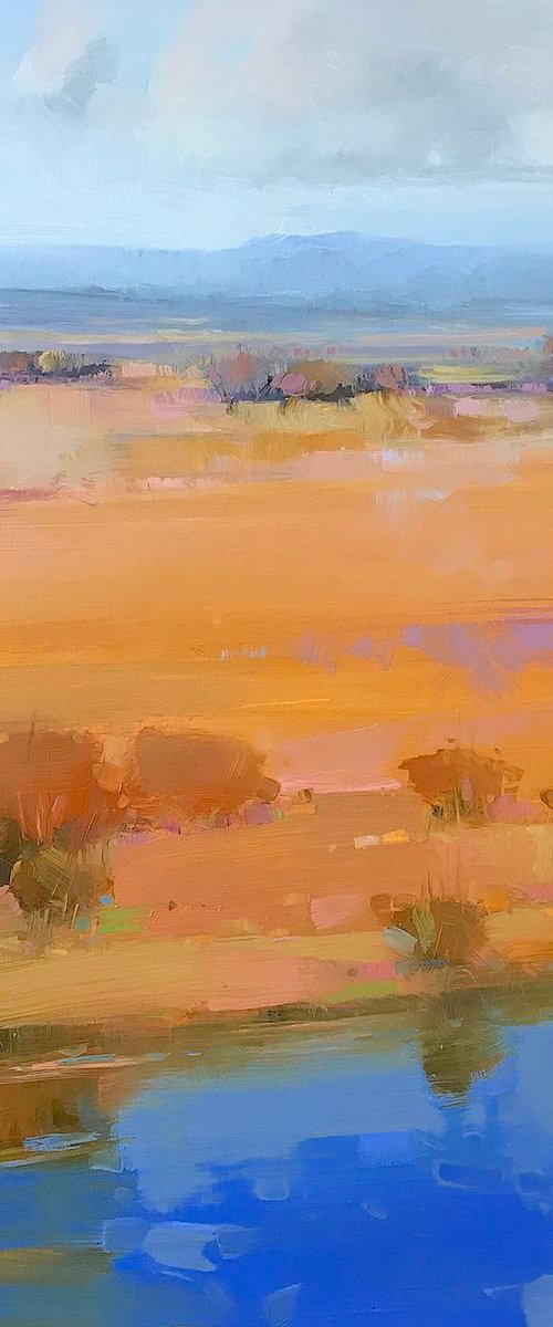 Hill, Landscape oil painting, One of a kind, Signed, Handmade artwork by Vahe Yeremyan