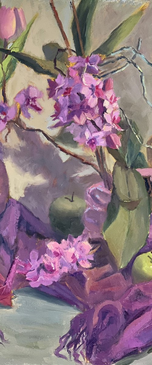 Arrangement in Green and Purple by Nithya Swaminathan