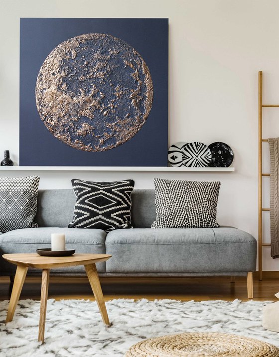 "Moon" Gold moon abstract art