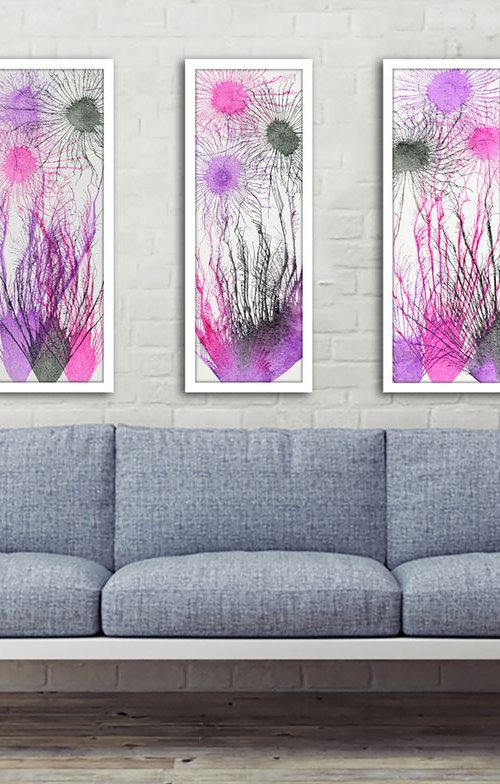 Triptych Exploflora Series No. 23 by Sumit Mehndiratta