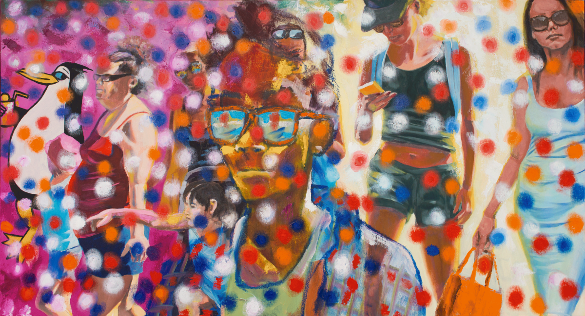 Expressive Oil Painting , Streetfest By Lewis Evans, 48 X 26, Artwork For Sale On Artfinder