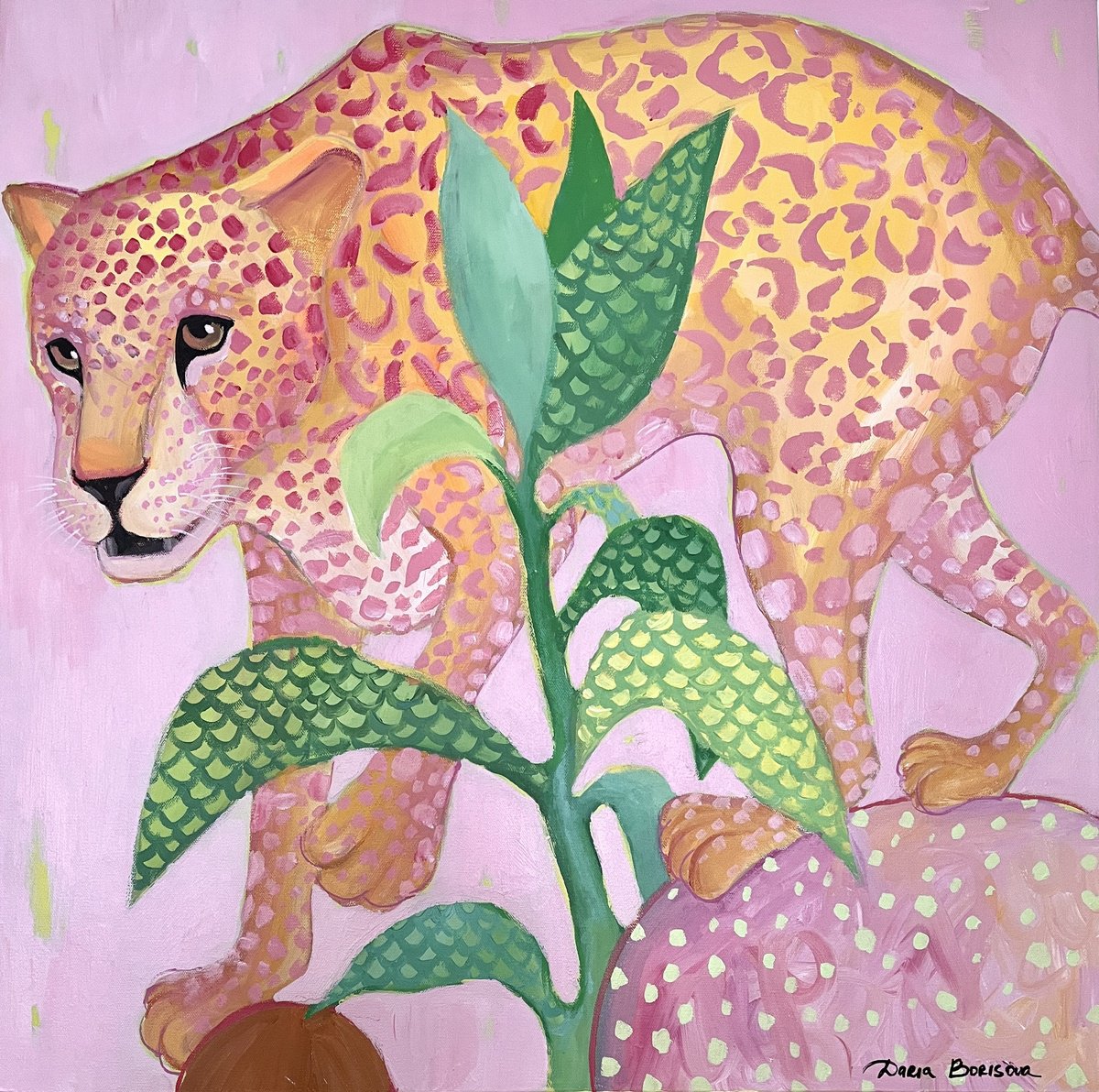 Surrealistic Animal Acrylic Painting By Daria Borisova, 30 X 30, - Silent - ?, Original Artwork