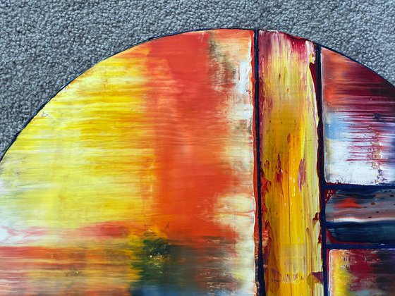 "Sunsplitting" - FREE USA SHIPPING - Original PMS Oil Painting On Wood, Tondo - 18 x 18 inches