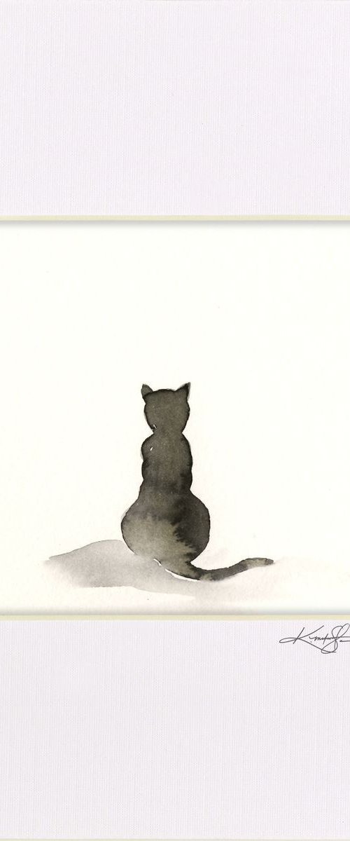 I Love Cats 2 - Contemplating Cat Watercolor by Kathy Morton Stanion by Kathy Morton Stanion