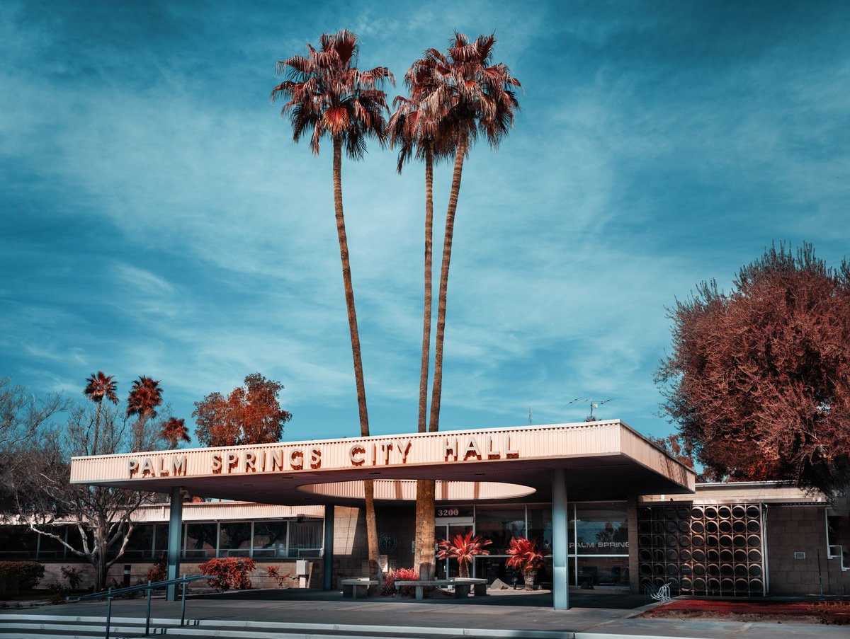Photorealistic Cityscapes Photograph By Harv Greenberg, 40 X 30, Palm Springs City Hall, Original Artwork