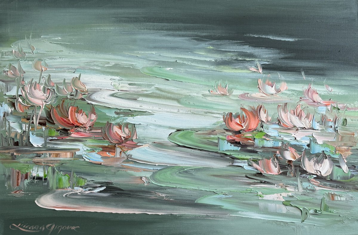 Water Lilies No 199 By Liliana Gigovic, 36 X 24, Artwork For Sale On Artfinder