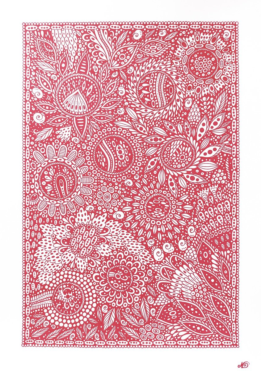 Organic Ink Drawing , Surreal Pattern N.52 By Veronika Demenko, 12 X 17, Artwork For Sale On Artfinder