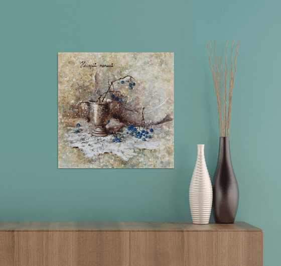 Still Life silver cup berries