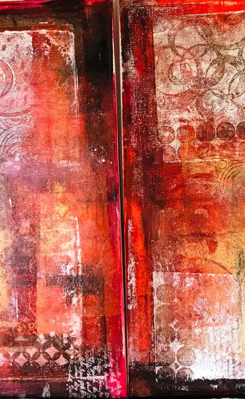 Bohemian Patchwork Diptych by Maxine Anne  Martin