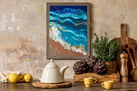 Tropical beach - original seascape epoxy resin