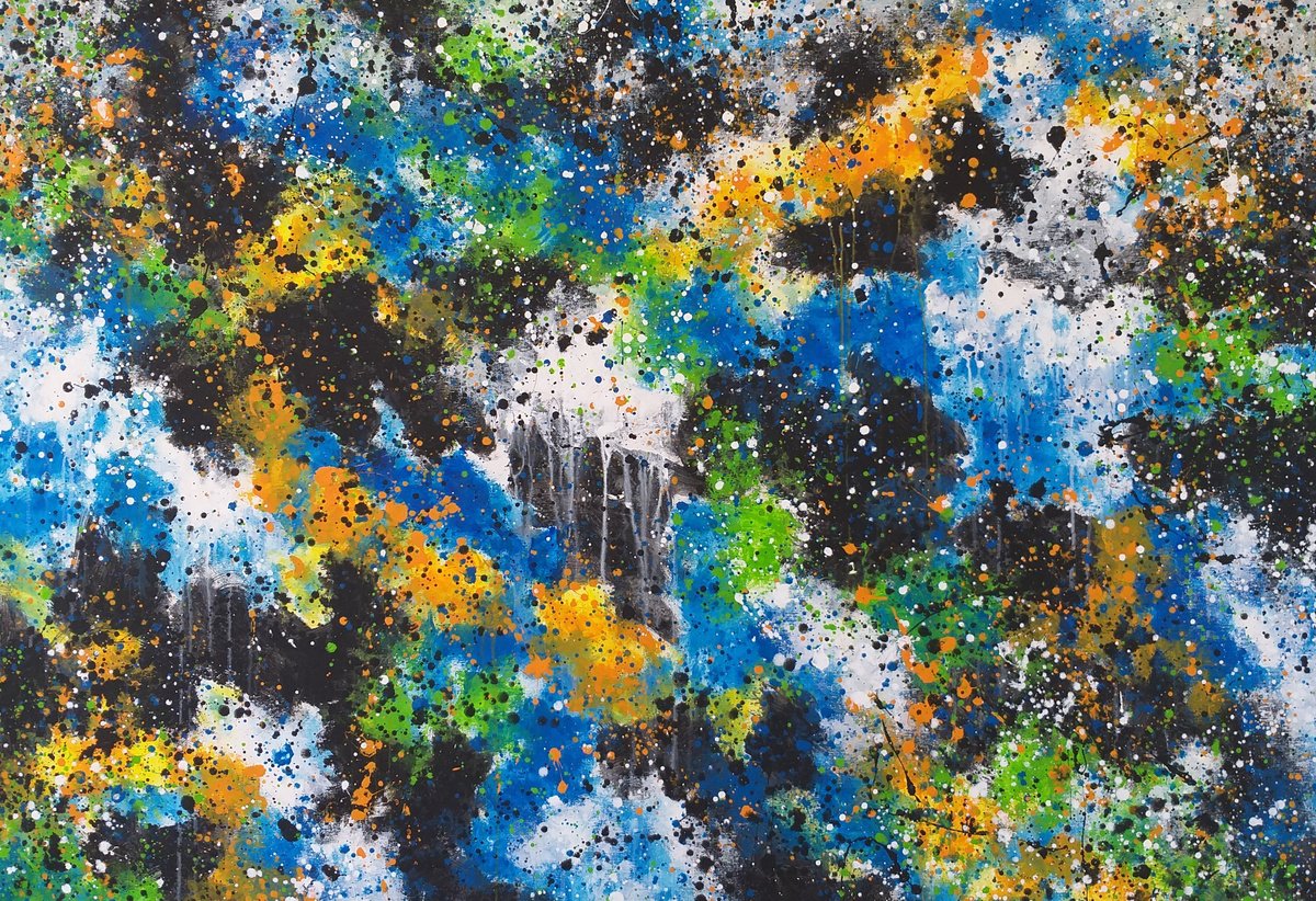 Abstract Acrylic Painting By Max Yaskin, 63 X 43", Avatar By M.y., Original Artwork