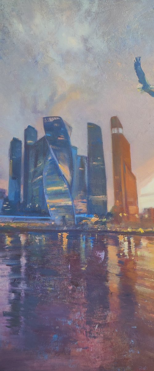 Skyscrapers in reflection by Olga Onopko