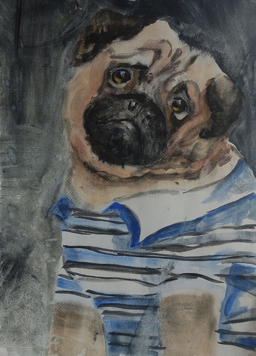 Pug (Mops) Dog by VedrinaArt