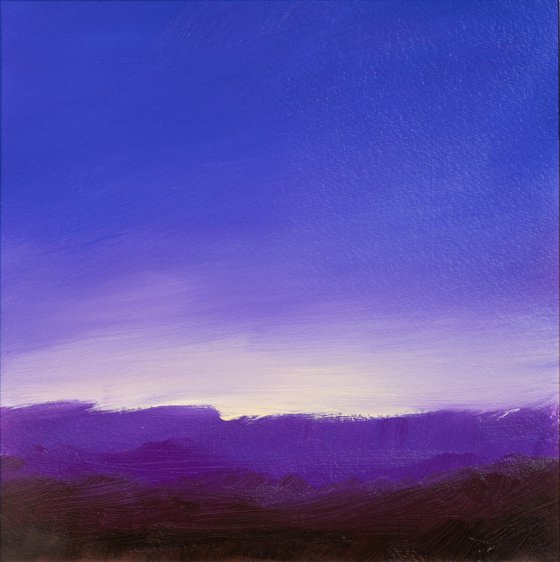 Dawn on the violet mountains  - oil painting landscape - Small size affordable art - Ideal decoration - Ready to frame