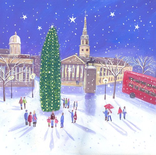 Trafalgar Square at Christmas by Mary Stubberfield