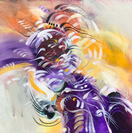 " Purple day " Acrylic painting 70x70cm