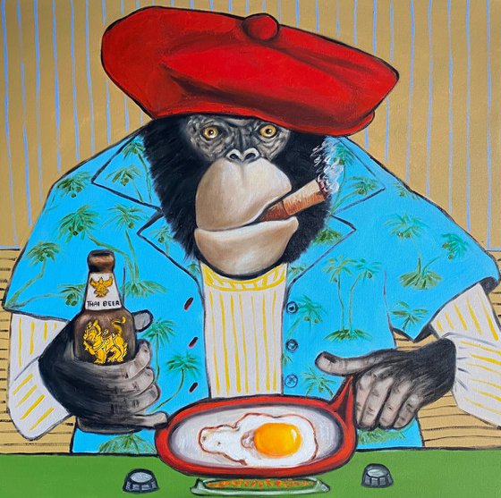 Boss frying his eggs