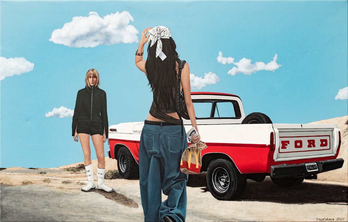 Photorealistic Portrait Acrylic Painting By Nataliya Bagatskaya, 43 X 28", Highway To Mcheaven, Original Artwork