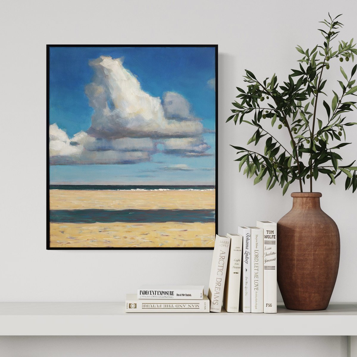 Impressionistic Landscape Oil Painting By Bo Kravchenko, 22 X 25, Low Clouds, Original Artwork