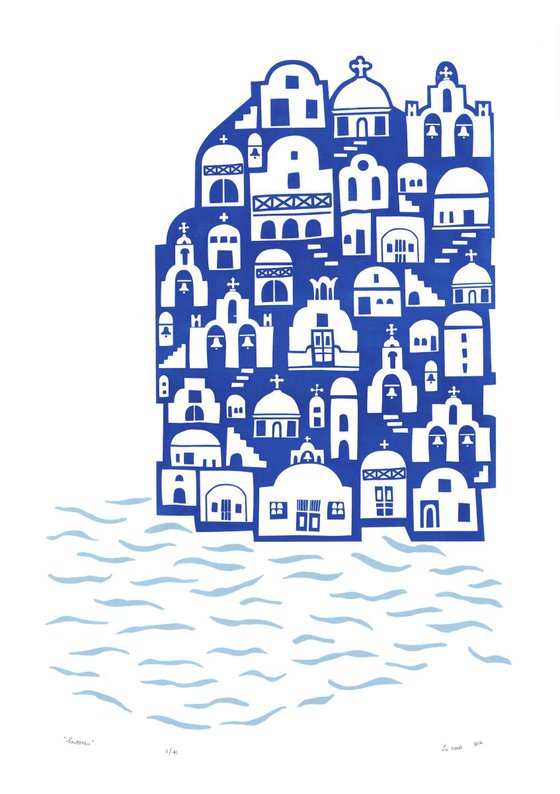 "Santorini" - Unframed - FREE Worldwide Delivery