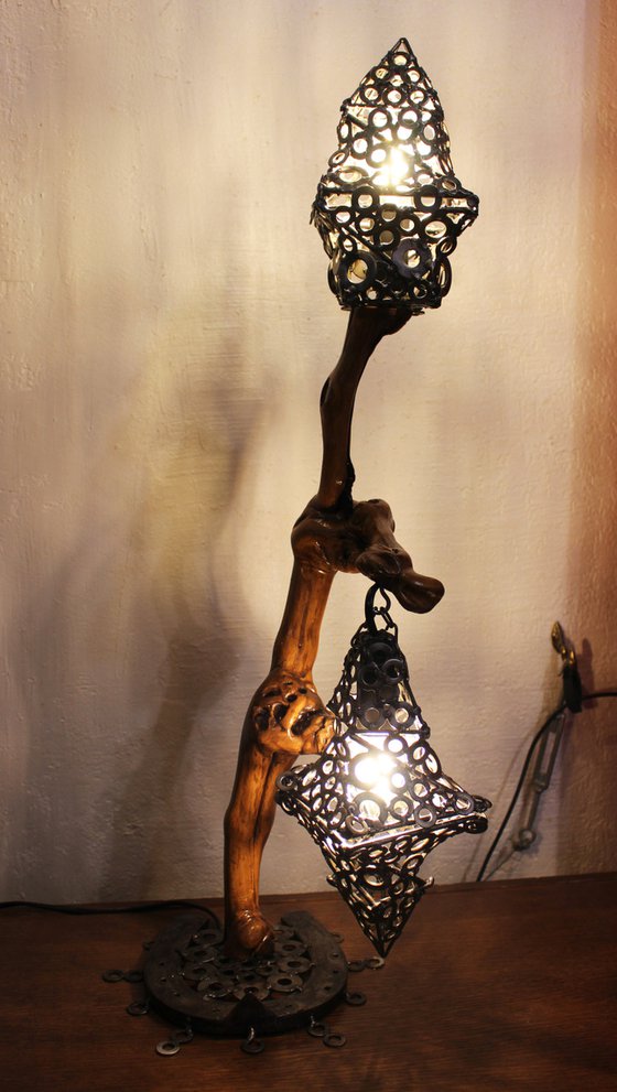 Lamp in vine wood