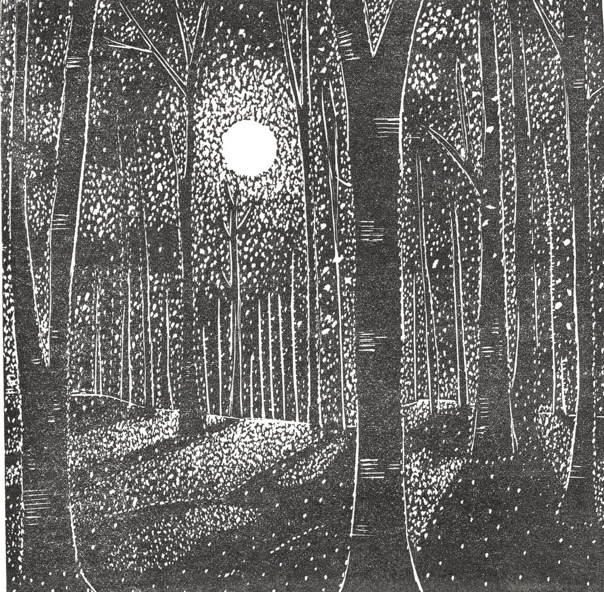 Graphic Landscape Linocut By Layla Khani (Aka Laylart), 8 X 8", 