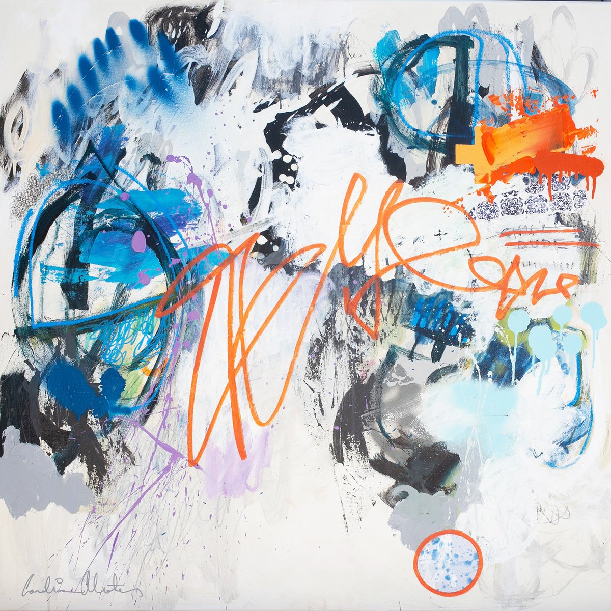 Organic Abstract Acrylic Painting By Carolina Alotus, 39 X 39, Chill Dude, Original Artwork