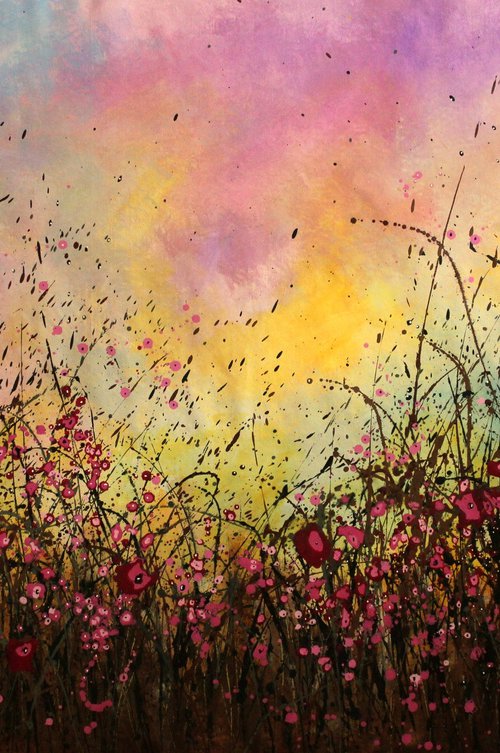 Best Wishes #3  - Super sized original floral landscape by Cecilia Frigati