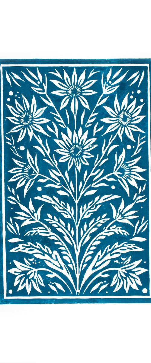Floral ornament turquoise by Kosta Morr