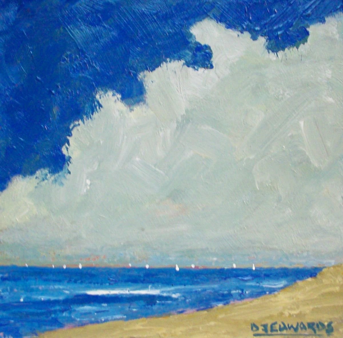 Impressionistic Landscape Acrylic Painting By David J Edwards, 8 X 8, Before The Storm, Original Artwork