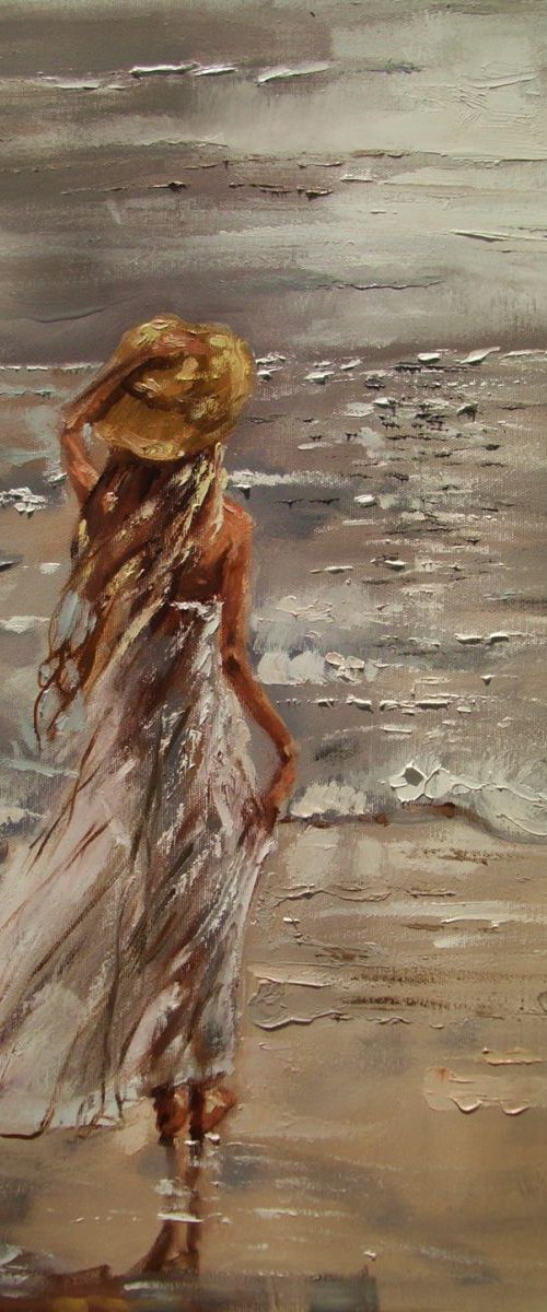 " This Horizon ... " SEA original painting palette knife GIFT MODERN URBAN ART OFFICE ART DECOR HOME DECOR GIFT IDEA by Monika Luniak