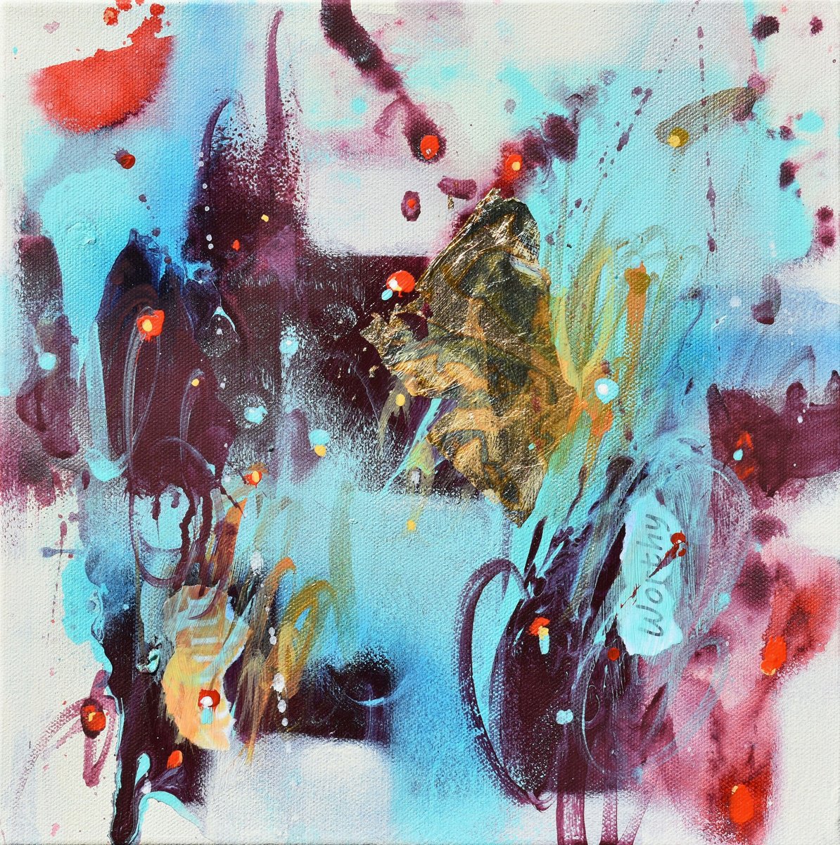 Abstract Acrylic Painting By Cynthia Ligeros, 12 X 12, Mystical Shade, Original Artwork