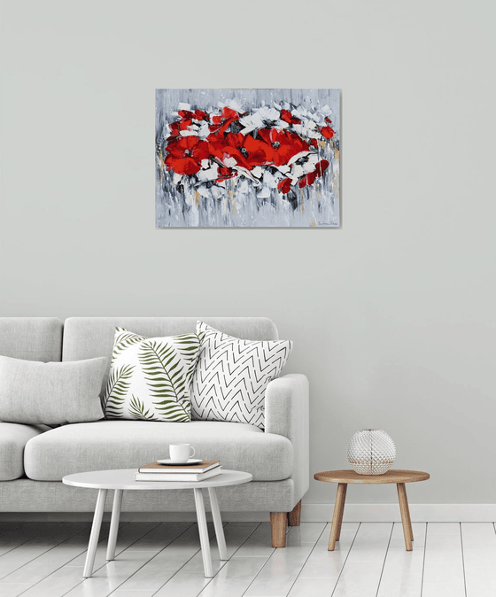 White and red poppies