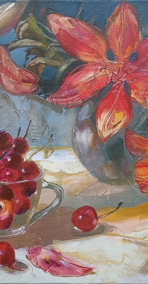 Cup with Cherries by Silvija Drebickaite