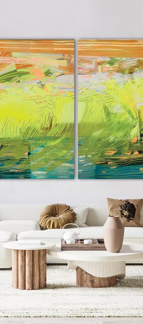 Waiting For Big Wave / Diptych by Mila Weis