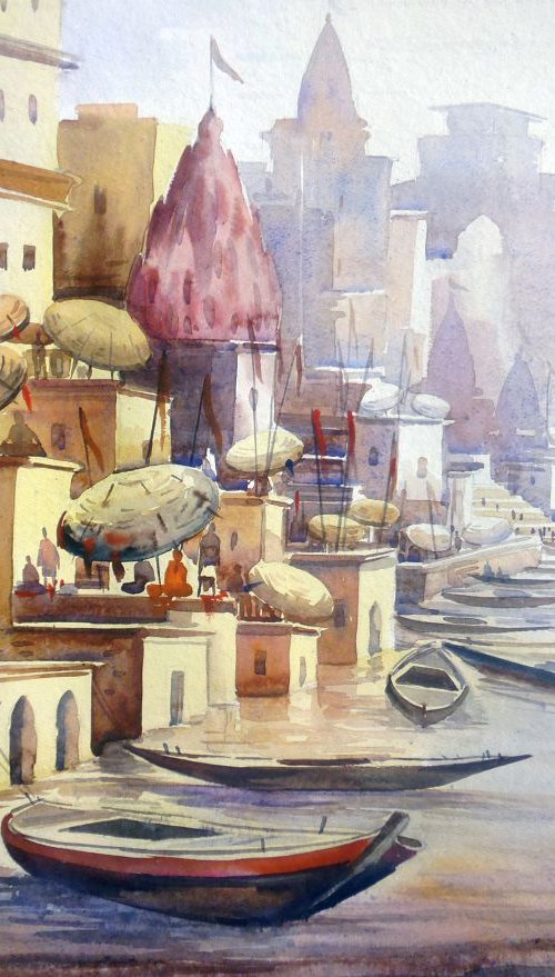 Varanasi Ghat at Morning by Samiran Sarkar