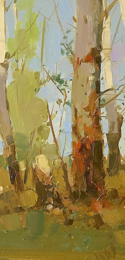 Birches, Original oil painting, One of a kind Signed with Certificate of Authenticity by Vahe Yeremyan