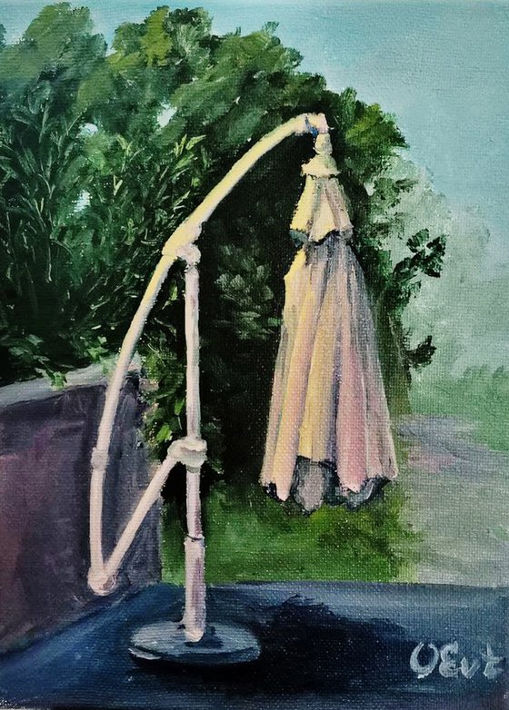 Sad umbrella. 20x30 cm. Plein-air. Ombrello triste.