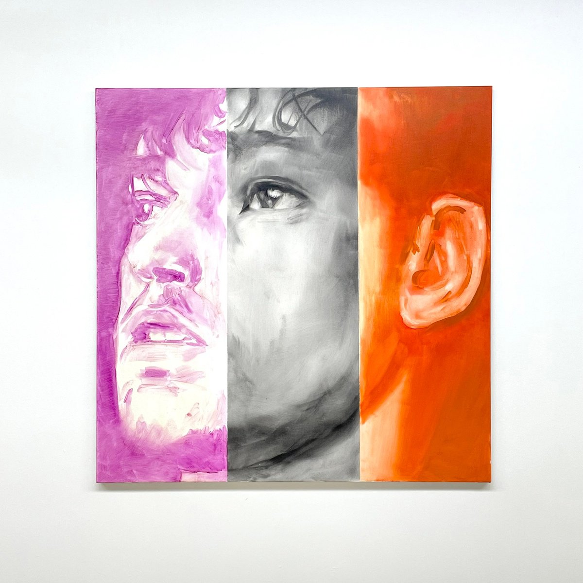 Impressionistic Portrait Oil Painting By Moussin Irjan, 39 X 39", Dreamer 100 X 100 Cm., Original Artwork