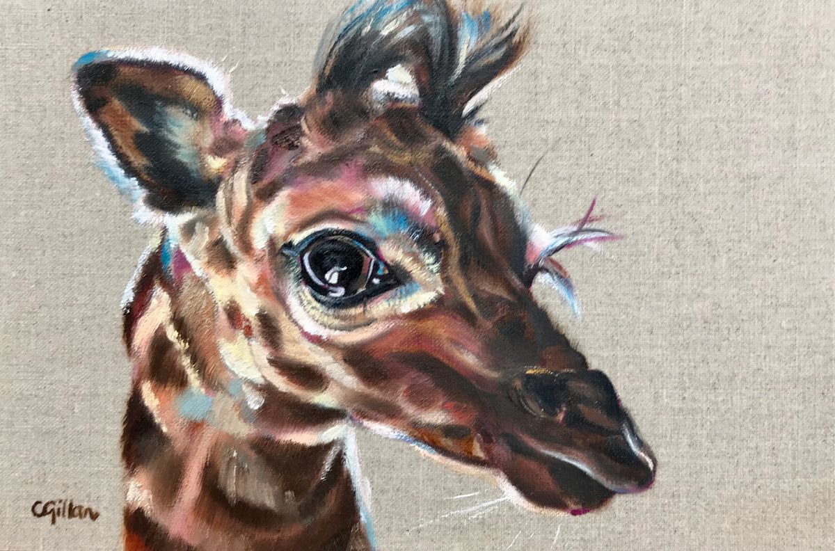 Gorgeous Gertie Giraffe Original Oil Painting by Carol Gillan
