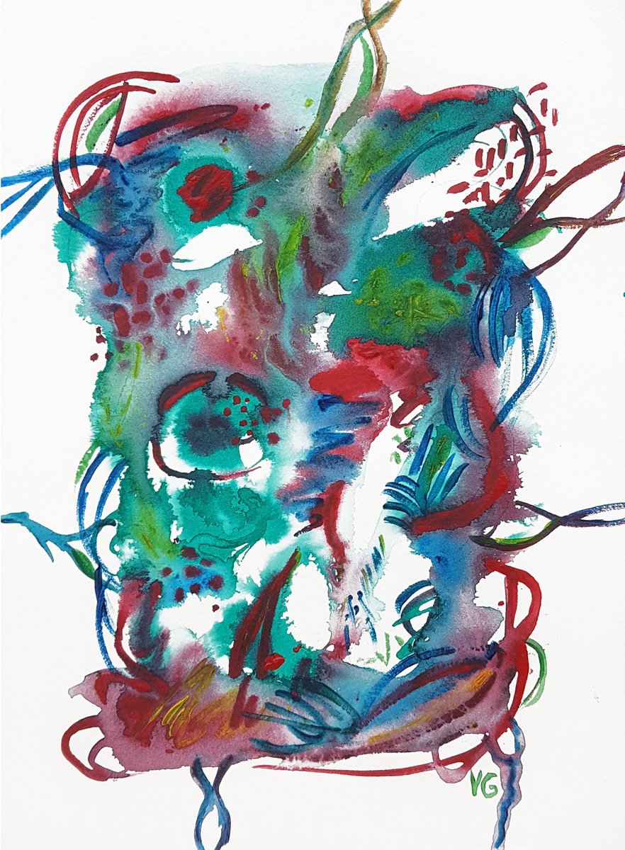 Synapses Abstract Acrylic Painting on Paper. Abstract Artwork by Viktoriya Gorokhova