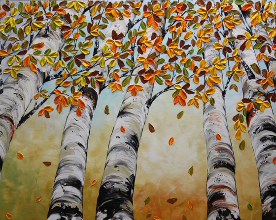 Looking Up - Large Original Birch Trees Painting