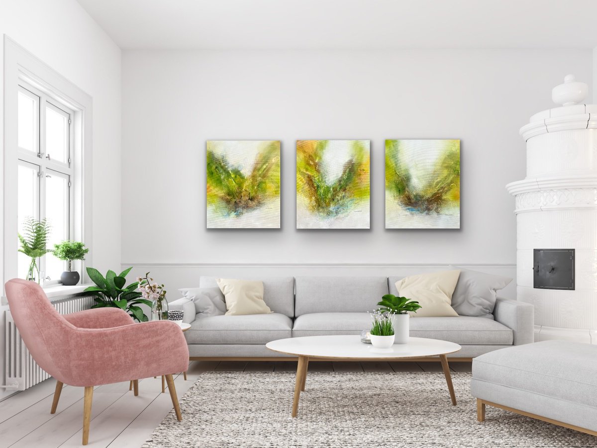 Abstract Landscape Acrylic Painting By Kirsten Schankweiler, 59 X 24", And Into The Forest I Go... No. 4-6, Original Artwork